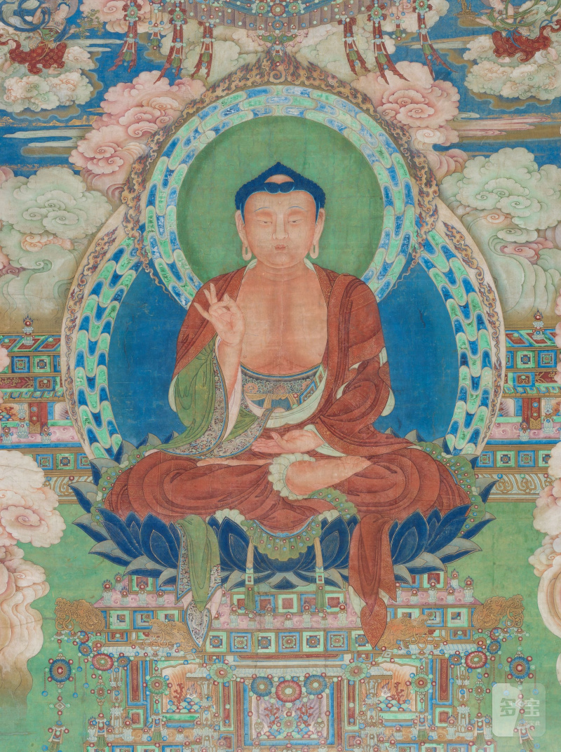 IMPORTANTE ET TRÈS GRANDE PEINTURE REPRÉSENTANT LE BOUDDHA SHAKYAMUNI - 图12